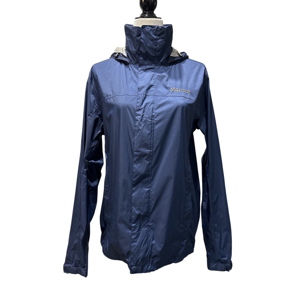 Marmot Men’s Waterproof Rain Jacket Blue Hooded Hiking Shell Size Small